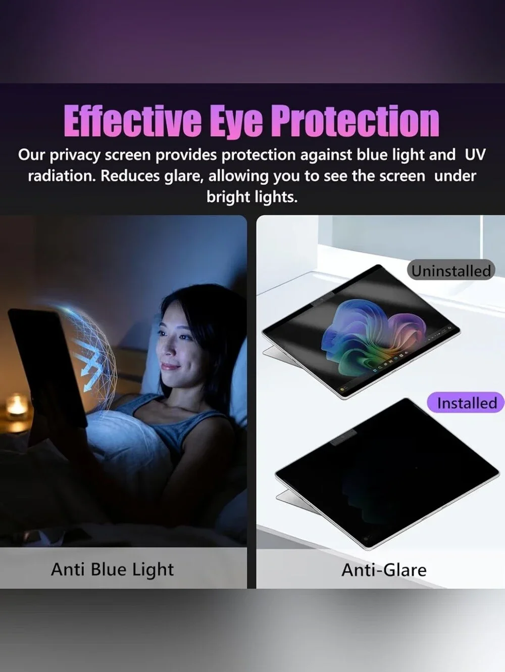 Magnetic Removable Privacy Screen/Anti Glare for Surface Pro 11/10/9/8/X - 13